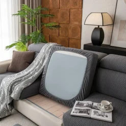 1 Pc Stretch Seat Cover Solid Simple Herringbone Lines Universal Jacquard Soft Polar Fleece Sofa Seat Cover-Easy to Clean & Durable Sofa Slipcover