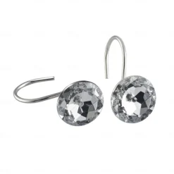 12 Pcs Acrylic Decorative Rolling Diamond Shower Curtain Hooks Rust Proof Rhinestones Crystal Bling Shower Curtain Hooks for Curtain and Shower Rod, Clear Round