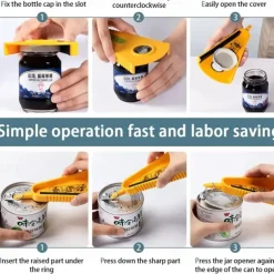 2 PCS Can Opener Multifunctional Bottle Opener Jar Opener for Beer Coke Jam Beverage