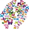 120 PCS 3D Colorful Butterfly Wall Stickers DIY Art Decor Crafts for Party Cosplay Wedding Offices Bedroom Room Glue Sticker Set (Single Wing and Double Wings Multicolor)
