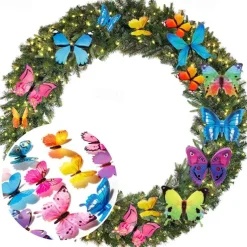 120 PCS 3D Colorful Butterfly Wall Stickers DIY Art Decor Crafts for Party Cosplay Wedding Offices Bedroom Room Glue Sticker Set (Single Wing and Double Wings Multicolor)