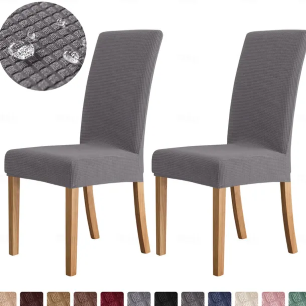 2 Pcs Dining Chair Cover Burgundy Water Repellent Stretch Chair Seat Slipcover Spandex with Elastic Bottom Protector for Dining Room Wedding Ceremony Durable Washable