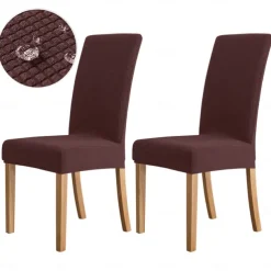 2 Pcs Dining Chair Cover Burgundy Water Repellent Stretch Chair Seat Slipcover Spandex with Elastic Bottom Protector for Dining Room Wedding Ceremony Durable Washable