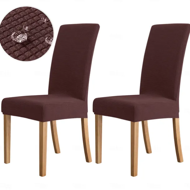 2 Pcs Dining Chair Cover Burgundy Water Repellent Stretch Chair Seat Slipcover Spandex with Elastic Bottom Protector for Dining Room Wedding Ceremony Durable Washable