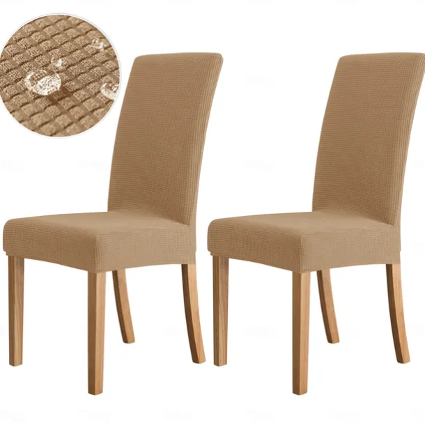 2 Pcs Dining Chair Cover Burgundy Water Repellent Stretch Chair Seat Slipcover Spandex with Elastic Bottom Protector for Dining Room Wedding Ceremony Durable Washable