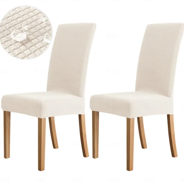 2 Pcs Dining Chair Cover Burgundy Water Repellent Stretch Chair Seat Slipcover Spandex with Elastic Bottom Protector for Dining Room Wedding Ceremony Durable Washable