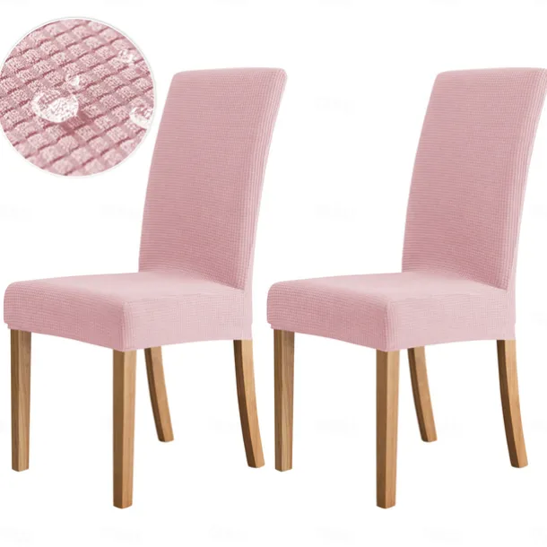 2 Pcs Dining Chair Cover Burgundy Water Repellent Stretch Chair Seat Slipcover Spandex with Elastic Bottom Protector for Dining Room Wedding Ceremony Durable Washable
