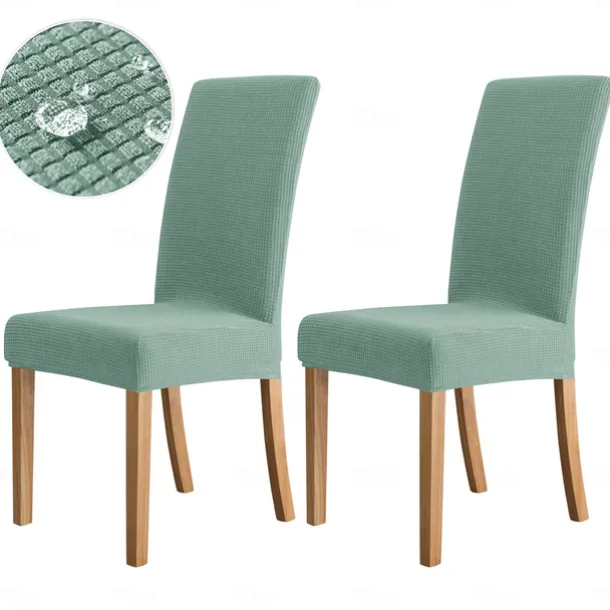 2 Pcs Dining Chair Cover Burgundy Water Repellent Stretch Chair Seat Slipcover Spandex with Elastic Bottom Protector for Dining Room Wedding Ceremony Durable Washable