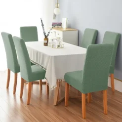 6 Pcs Dining Chair Cover Burgundy Stretch Chair Seat Slipcover Spandex with Elastic Bottom Protector for Dining Room Wedding Ceremony Durable Washable