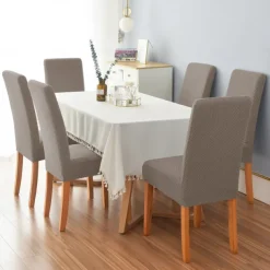 6 Pcs Dining Chair Cover Burgundy Stretch Chair Seat Slipcover Spandex with Elastic Bottom Protector for Dining Room Wedding Ceremony Durable Washable