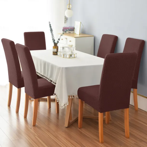 6 Pcs Dining Chair Cover Burgundy Stretch Chair Seat Slipcover Spandex with Elastic Bottom Protector for Dining Room Wedding Ceremony Durable Washable