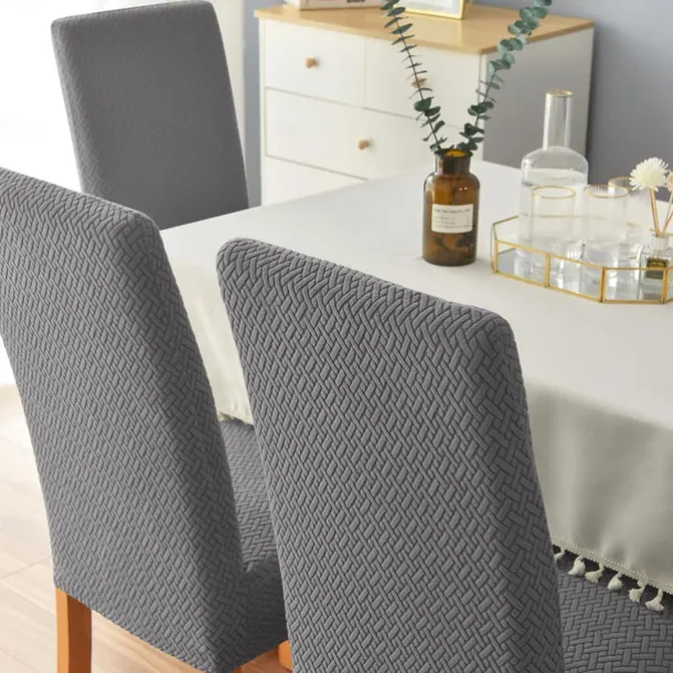 6 Pcs Dining Chair Cover Burgundy Stretch Chair Seat Slipcover Spandex with Elastic Bottom Protector for Dining Room Wedding Ceremony Durable Washable