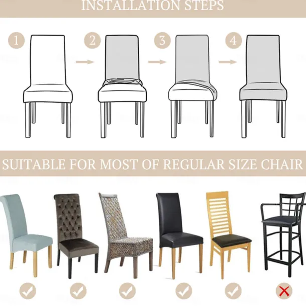 6 Pcs Dining Chair Cover Burgundy Stretch Chair Seat Slipcover Spandex with Elastic Bottom Protector for Dining Room Wedding Ceremony Durable Washable