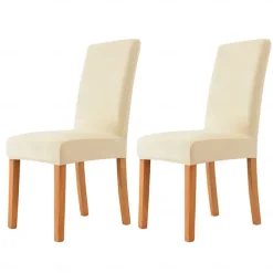 2 Pcs Dining Chair Cover Burgundy Velvet Stretch Chair Seat Slipcover Spandex with Elastic Bottom Protector for Dining Room Wedding Ceremony Durable Washable