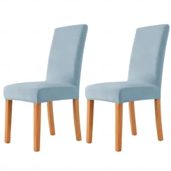 2 Pcs Dining Chair Cover Burgundy Velvet Stretch Chair Seat Slipcover Spandex with Elastic Bottom Protector for Dining Room Wedding Ceremony Durable Washable