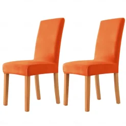 2 Pcs Dining Chair Cover Burgundy Velvet Stretch Chair Seat Slipcover Spandex with Elastic Bottom Protector for Dining Room Wedding Ceremony Durable Washable