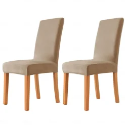 2 Pcs Dining Chair Cover Burgundy Velvet Stretch Chair Seat Slipcover Spandex with Elastic Bottom Protector for Dining Room Wedding Ceremony Durable Washable
