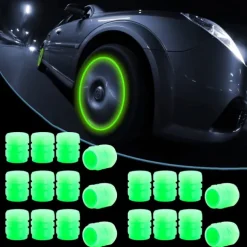16 PCS Fluorescent Tire Valve Stem Caps, Car Wheel Air Valve Covers Luminous Car Exterior Accessories Cool Noctilucous for Car, Bicycle, Motorcycle, SUV, Truck and Bike