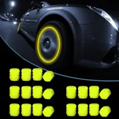 16 PCS Fluorescent Tire Valve Stem Caps, Car Wheel Air Valve Covers Luminous Car Exterior Accessories Cool Noctilucous for Car, Bicycle, Motorcycle, SUV, Truck and Bike