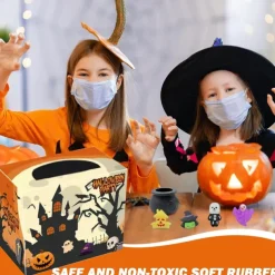 24/48 Pcs Halloween Mochi Squishy Toys with Gift Box Mini Kawaii Mochi Squeeze Toy Stress Reliever Anxiety Packs for Kids Party Favors Halloween Miniatures Halloween Treat Bags Gifts