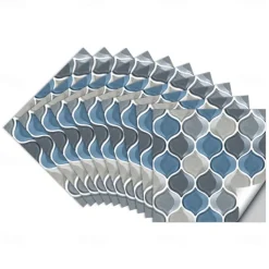 10 PCS Imitation Epoxy Tile Sticker Color Lantern Wall Sticker House Renovation Diy Self-adhesive Pvc Wallpaper Painting Kitchen Waterproof And Oilproof Wall Sticker