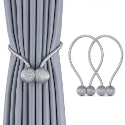 2 Pcs Magnetic Curtain Tie Backs Window Gold Curtain Tiebacks Buckles Holdbacks Clip for Home Bedroom Office Decorative Curtain