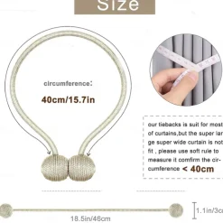 2 Pcs Magnetic Curtain Tie Backs Window Gold Curtain Tiebacks Buckles Holdbacks Clip for Home Bedroom Office Decorative Curtain