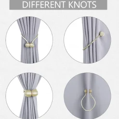 2 Pcs Magnetic Curtain Tie Backs Window Gold Curtain Tiebacks Buckles Holdbacks Clip for Home Bedroom Office Decorative Curtain