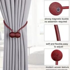 2 Pcs Magnetic Curtain Tie Backs Window Gold Curtain Tiebacks Buckles Holdbacks Clip for Home Bedroom Office Decorative Curtain