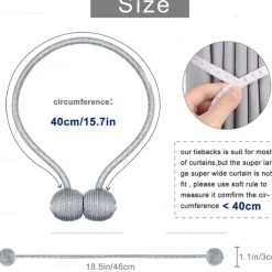 2 Pcs Magnetic Curtain Tie Backs Window Gold Curtain Tiebacks Buckles Holdbacks Clip for Home Bedroom Office Decorative Curtain