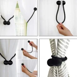 2 Pcs Magnetic Curtain Tie Backs Window Gold Curtain Tiebacks Buckles Holdbacks Clip for Home Bedroom Office Decorative Curtain