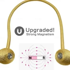 2 Pcs Magnetic Curtain Tie Backs Window Gold Curtain Tiebacks Buckles Holdbacks Clip for Home Bedroom Office Decorative Curtain