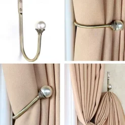 2 Pcs Metal Curtain Holdback Curtain Tie Backs Drapery Tiebacks Accessories Window Treatments Buckles Wall Hooks for Home Hotel Window Decor