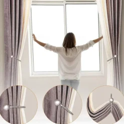 2 Pcs Metal Curtain Holdback Curtain Tie Backs Drapery Tiebacks Accessories Window Treatments Buckles Wall Hooks for Home Hotel Window Decor