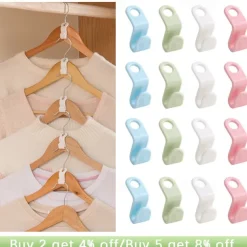 30 PCS Mini Clothes Hanger Connector Hooks Plastic Cascading Organizer Rack Space Saving for Closet