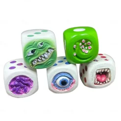5 pcs Monster Dice, Funy Monster Face Resin Dice Set, Halloween Tabletop Game Dice Set Props, Weird Monster Dice Set for Table Games, Role Playing Games, Offices Home Party Game Props Gift