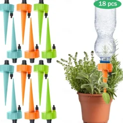 18 PCS Plant Automatic Watering Tip Holiday Automatic Plant Watering Drip Irrigation Slow Release Equipment Potted Plant Watering Tool With Slow Release Switch Control Valve to Care for Your Plants An
