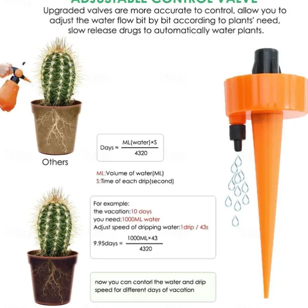 18 PCS Plant Automatic Watering Tip Holiday Automatic Plant Watering Drip Irrigation Slow Release Equipment Potted Plant Watering Tool With Slow Release Switch Control Valve to Care for Your Plants An