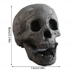 1 Pcs Realistic Skull Ornament Halloween Portable Fireproof Ceramic-Clay Skull Sculpture For Fireplace Terror Ceramic Ornaments Halloween Skeleton Decoration