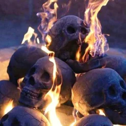 1 Pcs Realistic Skull Ornament Halloween Portable Fireproof Ceramic-Clay Skull Sculpture For Fireplace Terror Ceramic Ornaments Halloween Skeleton Decoration