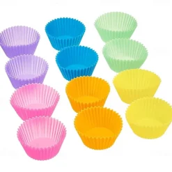 12 Pcs Reusable Silicone Baking Cups Nonstick Muffin Molds for Cake Balls Muffins Cupcakes