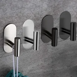 4 pcs Robe Hook New Design / Self-adhesive / Creative Contemporary / Modern Stainless Steel / Low-carbon Steel / Metal 4pcs - Bathroom Wall Mounted