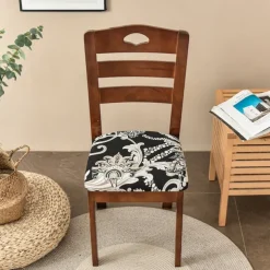 2 Pcs Seat Covers for Dining Room Stretch Seat Slipcover Removable Washable Upholstered Chair Cushion Slipcovers for Kitchen Office