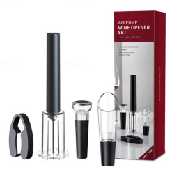 4 Pcs set Air Pump Wine Bottle Opener Air Pressure Vacuum Red Wine Stopper Beer Lid Opener Corkscrew Corks Out Tool Stainless Steel Pin