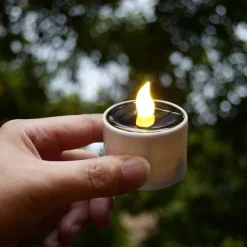 6/12 pcs Solar Flameless LED Candles Fake Flickering Tea Lights Outdoor Garden Decor Light Romantic Wedding Party Decoration Lighting 6X 12X
