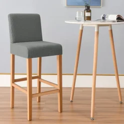 2 Pcs Stretch Bar Stool Cover Pub Counter Stool Chair Slipcover for Dining Room Cafe Furniture Burgundy Red Seat Cover Stretch Protectors Non Slip with Elastic Bottom