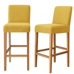 2 Pcs Stretch Bar Stool Cover Pub Counter Stool Chair Slipcover for Dining Room Cafe Furniture Burgundy Red Seat Cover Stretch Protectors Non Slip with Elastic Bottom