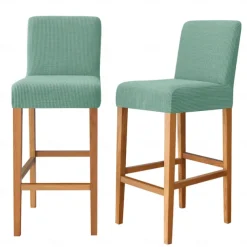 2 Pcs Stretch Bar Stool Cover Pub Counter Stool Chair Slipcover for Dining Room Cafe Furniture Burgundy Red Seat Cover Stretch Protectors Non Slip with Elastic Bottom