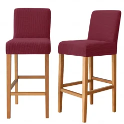 2 Pcs Stretch Bar Stool Cover Pub Counter Stool Chair Slipcover for Dining Room Cafe Furniture Burgundy Red Seat Cover Stretch Protectors Non Slip with Elastic Bottom
