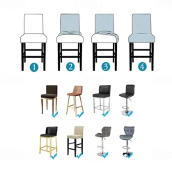 2 Pcs Stretch Bar Stool Cover Pub Counter Stool Chair Slipcover for Dining Room Cafe Furniture Burgundy Red Seat Cover Stretch Protectors Non Slip with Elastic Bottom